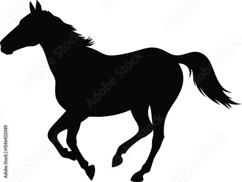 Silhouette of a galloping horse, showcasing dynamic motion.