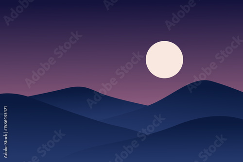 Serene Moonlit Night Over Gentle Rolling Hills in Calm Atmosphere