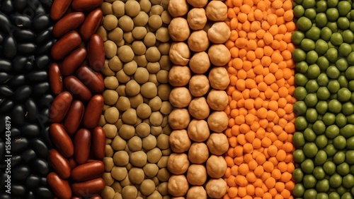 Background with Vertical Stripes of Assorted Cereals
