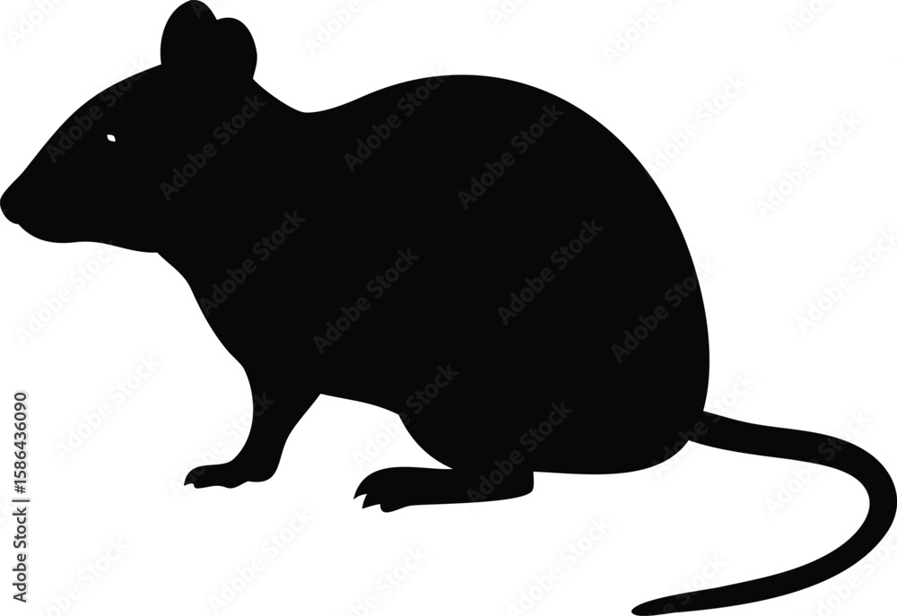 Obraz premium Silhouette of a rodent, side view, simple design.