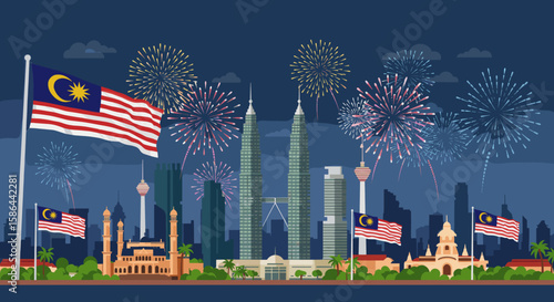 A breathtaking display of fireworks lighting up the sky above Malaysia’s capital.