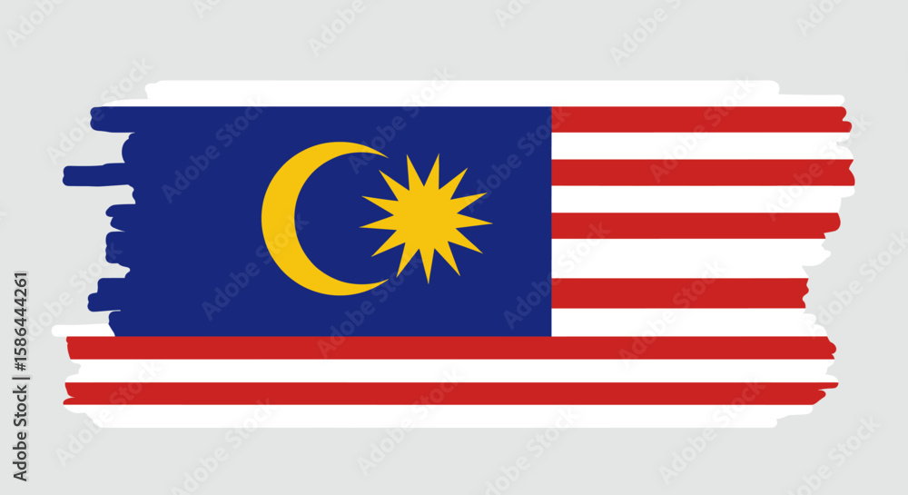 Fototapeta premium The Malaysian flag is displayed against a digital city skyline backdrop, highlighting the vibrant, modern city life during a national celebration.