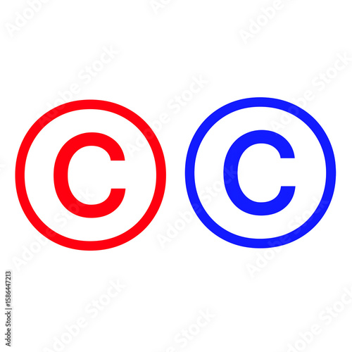 Copyright sign on blue and red colour 