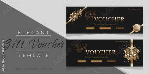 gift vouchers in elegant style with a bow and glitter