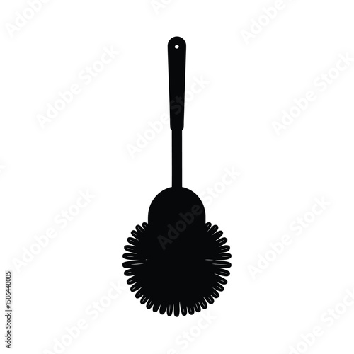 Toilet, brush, silhouette, cleaning, tool,  black silhouette of a toilet brush with a hanging hole on its handle
