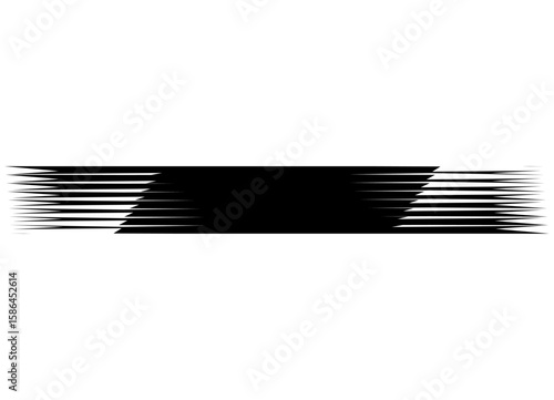 Vector stripe for text, Black design element on white background. Striped pattern with smooth transition. Abstract ribbon. Vector background. Frame, halftone
