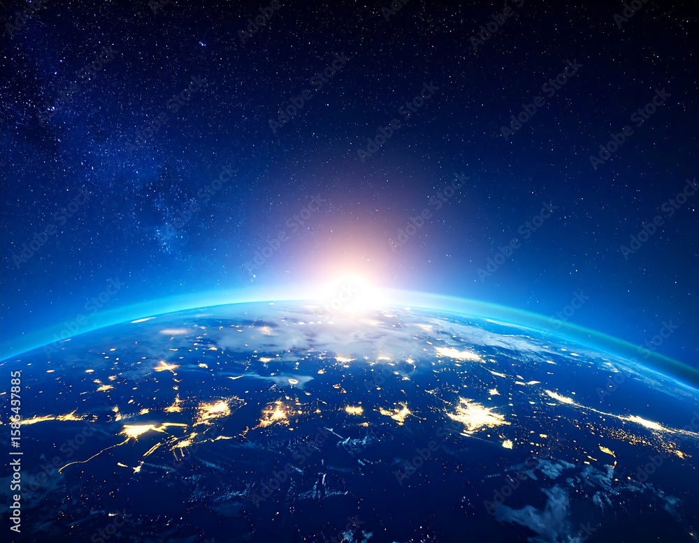 Fototapeta premium Earth from space, sunrise