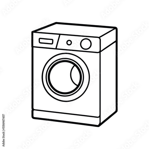 Vector Clip Art Illustration of a Washing Machine Outline Isolated on a White Background
