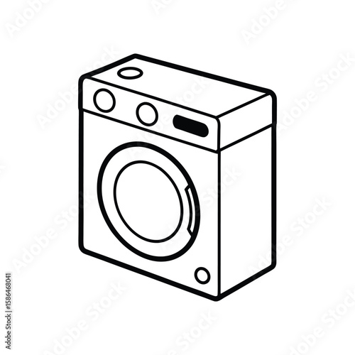 Vector Clip Art Illustration of a Washing Machine Outline Isolated on a White Background
