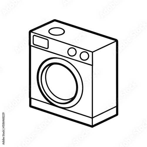 Vector Clip Art Illustration of a Washing Machine Outline Isolated on a White Background
