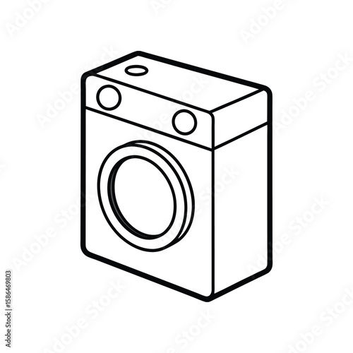 Vector Clip Art Illustration of a Washing Machine Outline Isolated on a White Background
