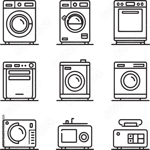 Smart Washing Machine Ultra Minimalist Design Illustration