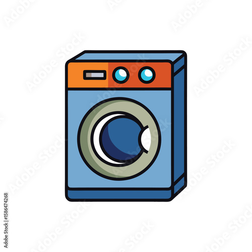 Vector Illustration of a Washing Machine Home Appliance Isolated on a White Background
