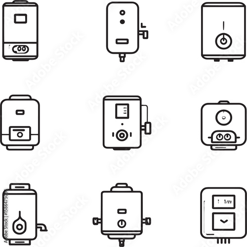 Smart Water Heater Controller Ultra Minimalist Minimal Line Art Vector