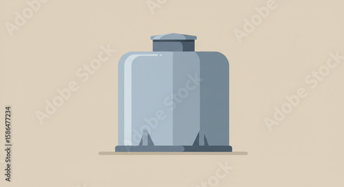 Illustration of a gray storage tank with a flat top on a neutral background