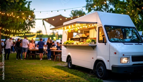 Outdoor food truck at an evening event