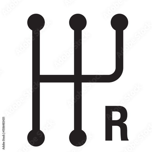 car manual shift lever icon outline collection in black and on white background