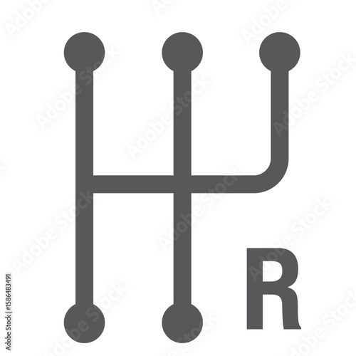 car manual shift lever icon outline collection in black and on white background