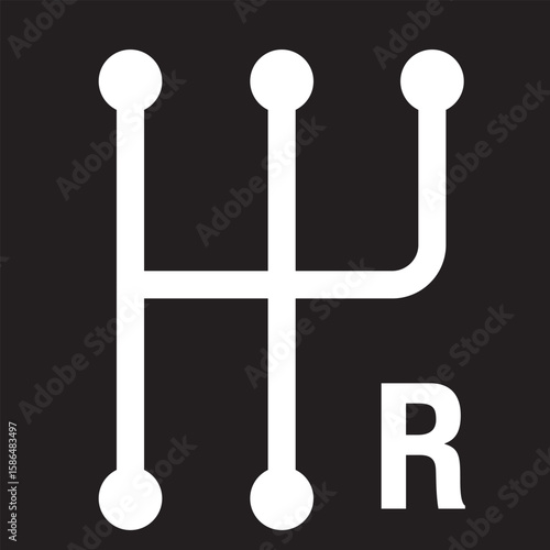 car manual shift lever icon outline collection in black and on white background