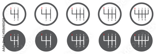 car manual shift lever icon black and white vector sign