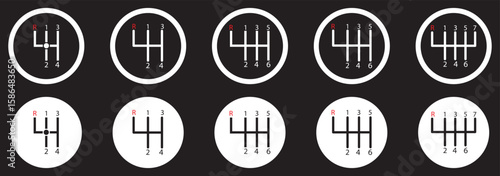car manual shift lever icon flat illustration set logo