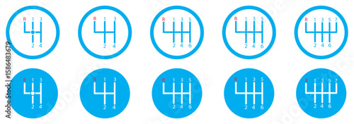 car manual shift lever icon flat illustration set logo