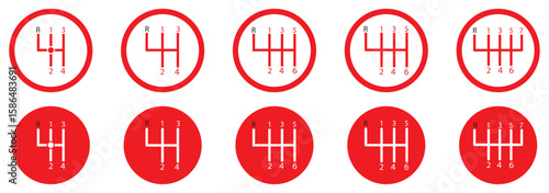 car manual shift lever icon flat illustration set logo