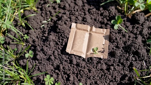 Biodegradable Packaging Decomposing Timelapse Eco Friendly Product Decaying into Soil Sustainability Concept