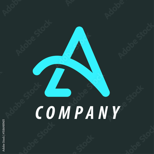 Modern letter A initial with a dynamic swoosh, an abstract design for vector logos and brand identity.