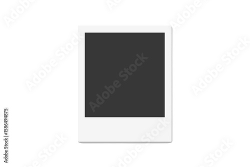 Realistic empty instant photo frame mockup. Blank white retro polaroid picture border. Vintage photograph template for memory, snapshot or gallery design. Vector illustration.