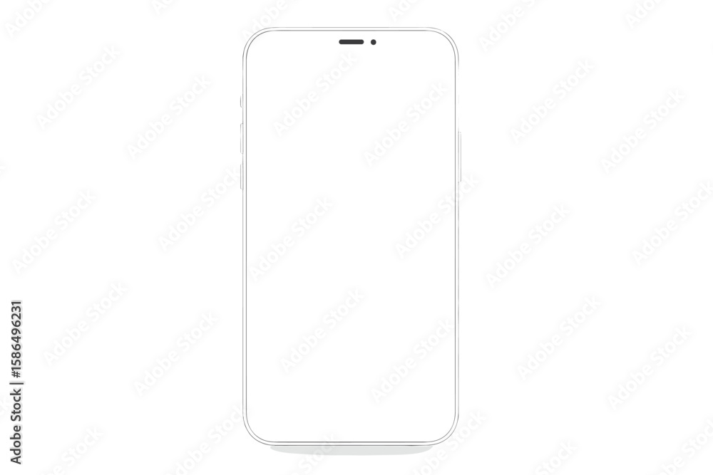 Ultra-Realistic Smartphone Mockup with Blank White Screen, Modern Mobile Phone Front View, Detailed 3D Device Template for UI, UX Design, Transparent Background Vector Ultra-Realistic Smartphone Mockup with Blank White Screen, Modern Mobile Phone Front View, Detailed 3D Device Template for UI, UX Design, Transparent Background Vector