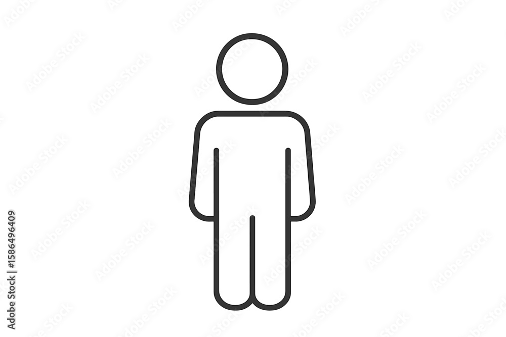 Fototapeta premium Minimalist Human Figure Icon Outline. Simple Line Art Person Silhouette. Blank Body Template. Vector Illustration for Infographics, User Profile, Avatar, Signage, Web, App, Transparent Background