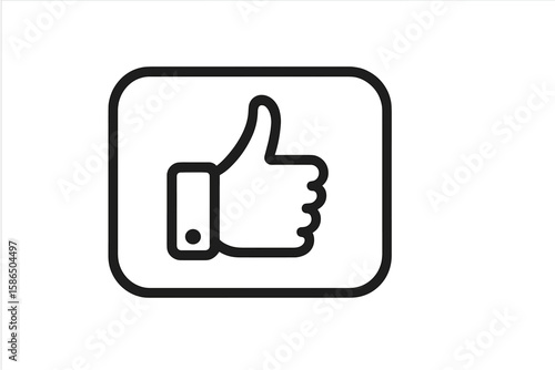 Thumbs Up Like Button Icon. Bold Social Media Approval Hand Gesture Symbol. Outline Vector Emblem Isolated on Transparent Background. Modern Minimalist Feedback Sign for App Interface or Web.