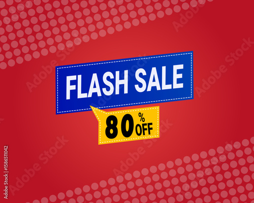 Big Sale banner with upto 80% OFF. Abstract colorful background with a vector sale sign and label for all company business success. Offer Banner, off, sale, discount, flash sale, big sale, super sale.
