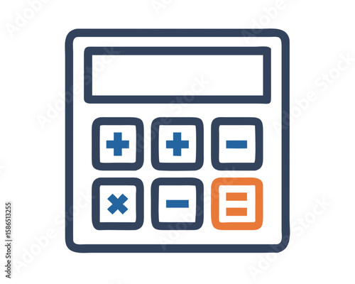 Calculator Icon: A clean, modern design of a calculator icon, featuring a simple and intuitive interface, ideal for apps, websites, and presentations.