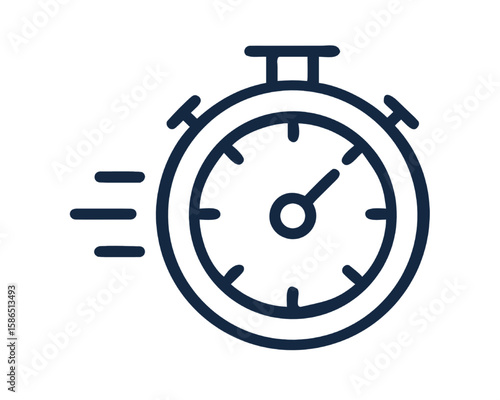 Clockwise Tempo: A streamlined stopwatch icon symbolizes the essence of precision, speed, and time management. Capturing the fleeting moment and the relentless pursuit of goals. 