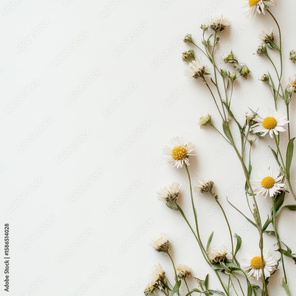 Fototapeta premium White flowers on a light background