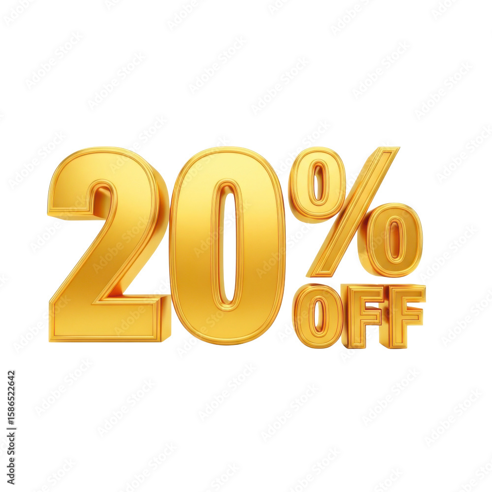 3d 20 off golden text isolated on transparent background 3d 20 off golden text isolated on transparent background