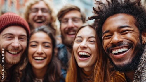 A joyous gathering: Diverse friends share infectious laughter, creating unforgettable memories and celebrating friendship, unity, and pure happiness together.