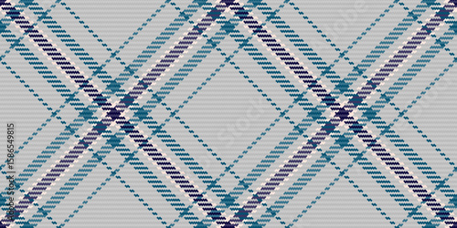 Elegant seamless plaid pattern in cool teal, purple, and gray tones. Perfect for textile design, website backgrounds, or fashion projects.