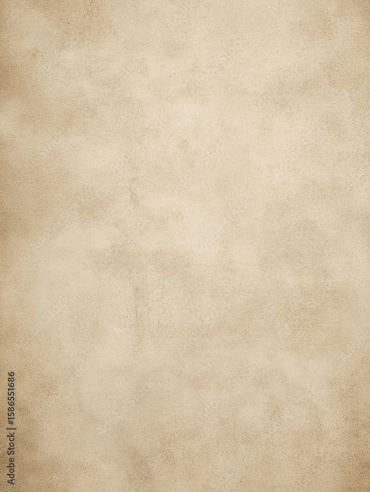 Fototapeta premium Weathered beige parchment displaying uneven stains and fibers, antique paper texture photo