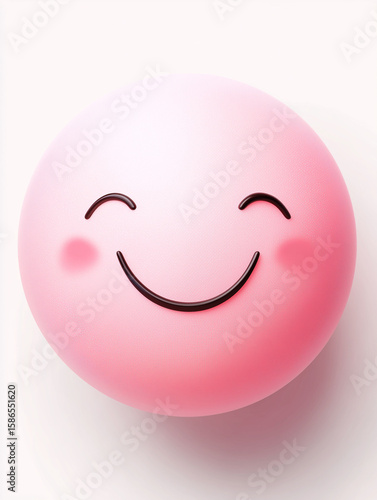 Soft white smiley bubble with rosy cheeks on gentle pastel backdrop, 3D render