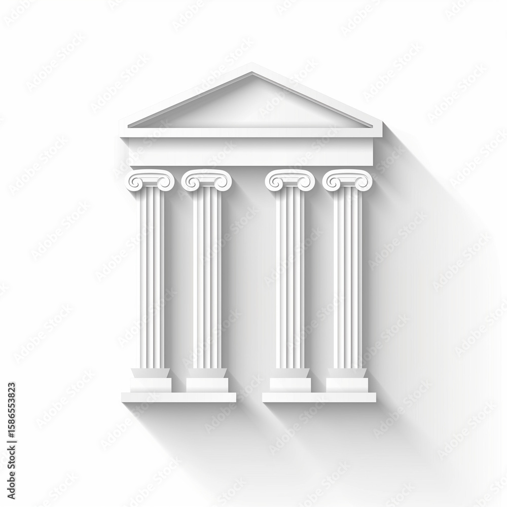 Fototapeta premium Classical architecture with white columns in minimalist style 