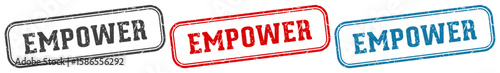 empower stamp. empower rectangular stamp set isolated on white background