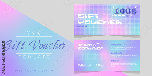 Y2K style gift voucher, vibrant style