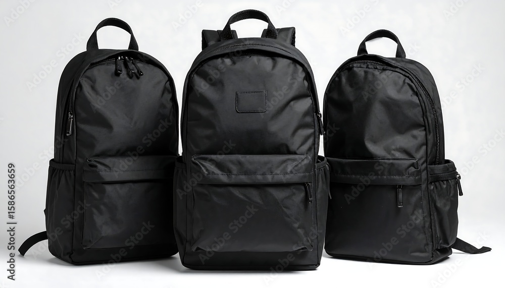 Naklejka premium Three black backpacks