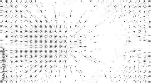 Abstract pattern of scattered black dots on a white background creating a dynamic visual effect