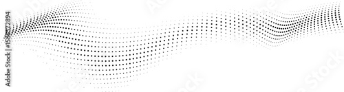 Abstract flowing wave pattern created with varying sized black dots