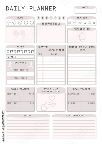 Comprehensive daily planner for tracking mood goals and habits