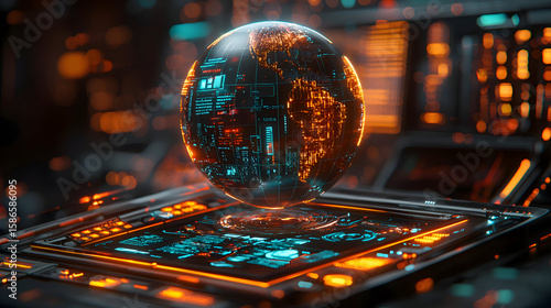 AI Travel Planner: A holographic globe suggesting nomad-friendly cities with cost-of-living stats. Plans borderless careers